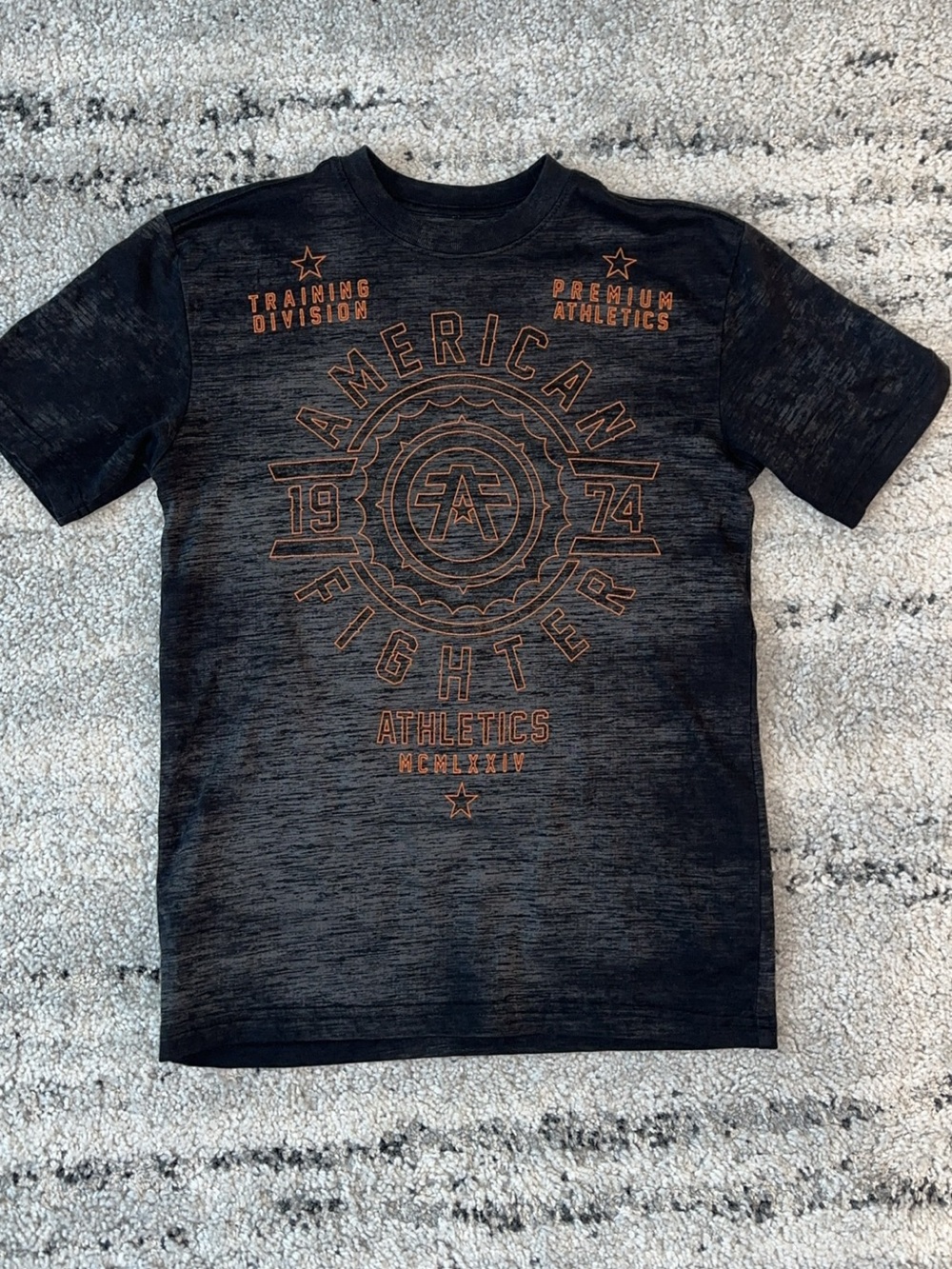 American Fighter Black Tee with Orange Graphic Logo